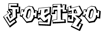 The clipart image depicts the word Joetro in a style reminiscent of graffiti. The letters are drawn in a bold, block-like script with sharp angles and a three-dimensional appearance.
