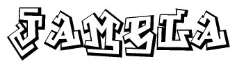 The clipart image features a stylized text in a graffiti font that reads Jamela.