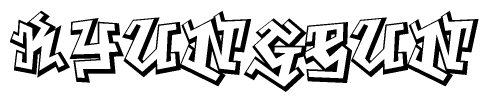 The image is a stylized representation of the letters Kyungeun designed to mimic the look of graffiti text. The letters are bold and have a three-dimensional appearance, with emphasis on angles and shadowing effects.