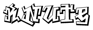 The clipart image depicts the word Knute in a style reminiscent of graffiti. The letters are drawn in a bold, block-like script with sharp angles and a three-dimensional appearance.