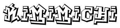 The clipart image depicts the word Kimimichi in a style reminiscent of graffiti. The letters are drawn in a bold, block-like script with sharp angles and a three-dimensional appearance.
