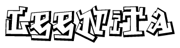 The image is a stylized representation of the letters Leenita designed to mimic the look of graffiti text. The letters are bold and have a three-dimensional appearance, with emphasis on angles and shadowing effects.
