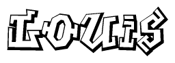 The image is a stylized representation of the letters Louis designed to mimic the look of graffiti text. The letters are bold and have a three-dimensional appearance, with emphasis on angles and shadowing effects.