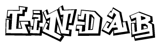 The image is a stylized representation of the letters Lindab designed to mimic the look of graffiti text. The letters are bold and have a three-dimensional appearance, with emphasis on angles and shadowing effects.