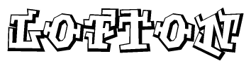 The clipart image depicts the word Lofton in a style reminiscent of graffiti. The letters are drawn in a bold, block-like script with sharp angles and a three-dimensional appearance.