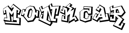 The clipart image features a stylized text in a graffiti font that reads Monkcar.