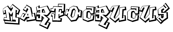 The clipart image depicts the word Marfocrucus in a style reminiscent of graffiti. The letters are drawn in a bold, block-like script with sharp angles and a three-dimensional appearance.