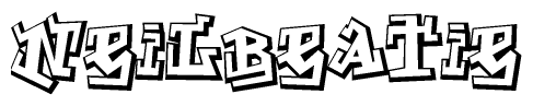 The clipart image depicts the word Neilbeatie in a style reminiscent of graffiti. The letters are drawn in a bold, block-like script with sharp angles and a three-dimensional appearance.
