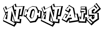 The clipart image depicts the word Nonais in a style reminiscent of graffiti. The letters are drawn in a bold, block-like script with sharp angles and a three-dimensional appearance.