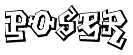 The clipart image features a stylized text in a graffiti font that reads Poser.