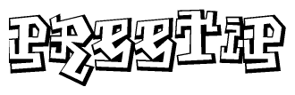 The clipart image features a stylized text in a graffiti font that reads Preetip.