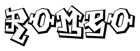 The clipart image features a stylized text in a graffiti font that reads Romeo.