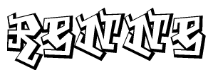 The image is a stylized representation of the letters Renne designed to mimic the look of graffiti text. The letters are bold and have a three-dimensional appearance, with emphasis on angles and shadowing effects.