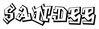 The clipart image depicts the word Sandee in a style reminiscent of graffiti. The letters are drawn in a bold, block-like script with sharp angles and a three-dimensional appearance.