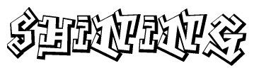 The image is a stylized representation of the letters Shining designed to mimic the look of graffiti text. The letters are bold and have a three-dimensional appearance, with emphasis on angles and shadowing effects.