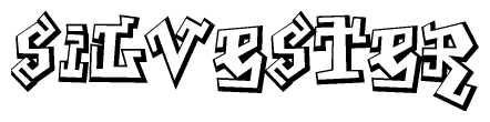 The clipart image features a stylized text in a graffiti font that reads Silvester.