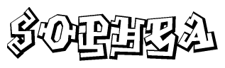 The clipart image depicts the word Sophea in a style reminiscent of graffiti. The letters are drawn in a bold, block-like script with sharp angles and a three-dimensional appearance.