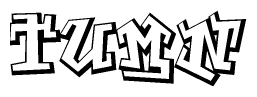 The clipart image depicts the word Tumn in a style reminiscent of graffiti. The letters are drawn in a bold, block-like script with sharp angles and a three-dimensional appearance.