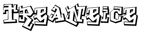 The clipart image depicts the word Treaneice in a style reminiscent of graffiti. The letters are drawn in a bold, block-like script with sharp angles and a three-dimensional appearance.