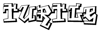 The clipart image features a stylized text in a graffiti font that reads Turtle.