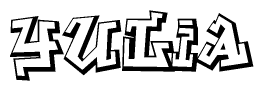 The clipart image depicts the word Yulia in a style reminiscent of graffiti. The letters are drawn in a bold, block-like script with sharp angles and a three-dimensional appearance.