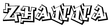 The clipart image depicts the word Zhanna in a style reminiscent of graffiti. The letters are drawn in a bold, block-like script with sharp angles and a three-dimensional appearance.
