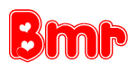 The image displays the word Bmr written in a stylized red font with hearts inside the letters.