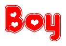 The image displays the word Boy written in a stylized red font with hearts inside the letters.