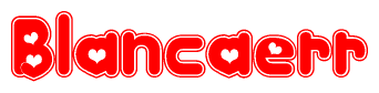 The image displays the word Blancaerr written in a stylized red font with hearts inside the letters.