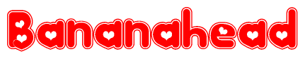 The image displays the word Bananahead written in a stylized red font with hearts inside the letters.