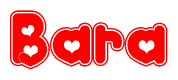 The image displays the word Bara written in a stylized red font with hearts inside the letters.