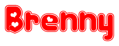 The image displays the word Brenny written in a stylized red font with hearts inside the letters.
