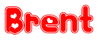 The image displays the word Brent written in a stylized red font with hearts inside the letters.