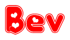 The image displays the word Bev written in a stylized red font with hearts inside the letters.