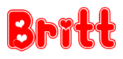The image displays the word Britt written in a stylized red font with hearts inside the letters.