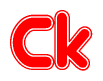 The image is a clipart featuring the word Ck written in a stylized font with a heart shape replacing inserted into the center of each letter. The color scheme of the text and hearts is red with a light outline.