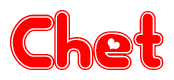 The image displays the word Chet written in a stylized red font with hearts inside the letters.