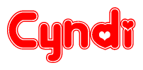 The image displays the word Cyndi written in a stylized red font with hearts inside the letters.