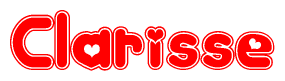 The image displays the word Clarisse written in a stylized red font with hearts inside the letters.