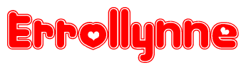 The image displays the word Errollynne written in a stylized red font with hearts inside the letters.