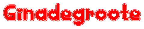 The image displays the word Ginadegroote written in a stylized red font with hearts inside the letters.