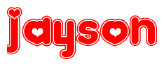 The image displays the word Jayson written in a stylized red font with hearts inside the letters.