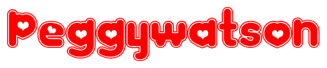 The image displays the word Peggywatson written in a stylized red font with hearts inside the letters.