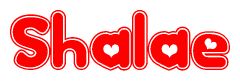 The image is a clipart featuring the word Shalae written in a stylized font with a heart shape replacing inserted into the center of each letter. The color scheme of the text and hearts is red with a light outline.