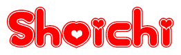 The image displays the word Shoichi written in a stylized red font with hearts inside the letters.