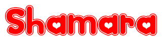 The image displays the word Shamara written in a stylized red font with hearts inside the letters.