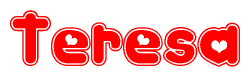 The image displays the word Teresa written in a stylized red font with hearts inside the letters.