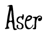 The image contains the word 'Aser' written in a cursive, stylized font.