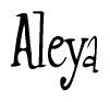 The image is of the word Aleya stylized in a cursive script.