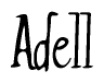 The image contains the word 'Adell' written in a cursive, stylized font.